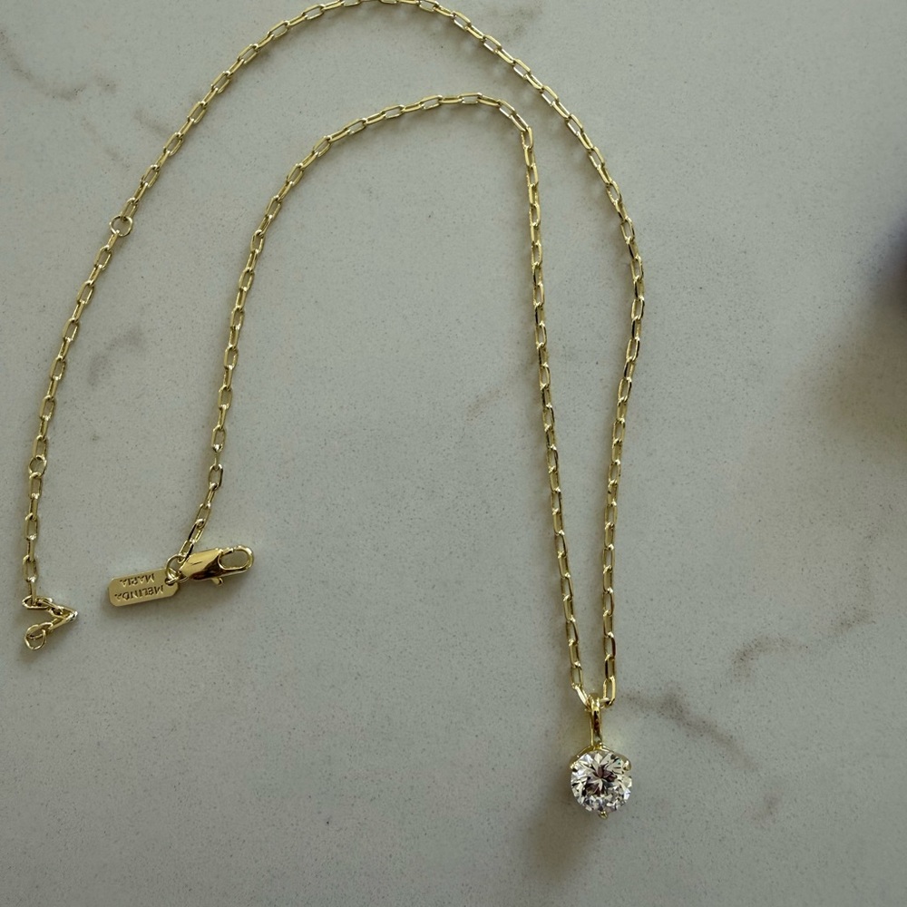 Melinda Marie Elegant Gold Necklace with Diamondette  Pendant